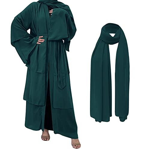 Chiffon Open Abaya Dubai Turkey Kaftan Muslim Cardigan Abayas