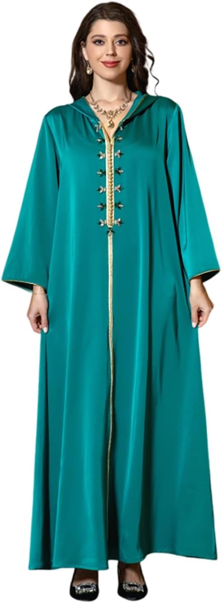 Elegant Style Solid color Rhinestone Abaya Dresses