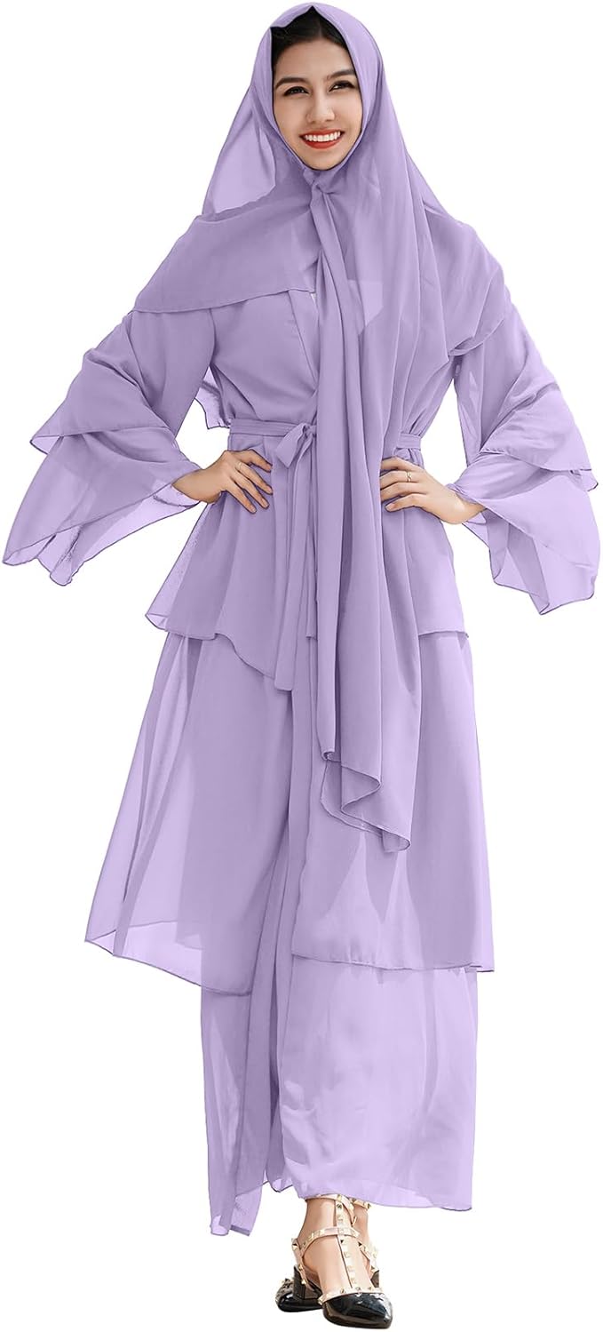 Women Muslim Chiffon Abaya Modest Open Front Cardigan Dress