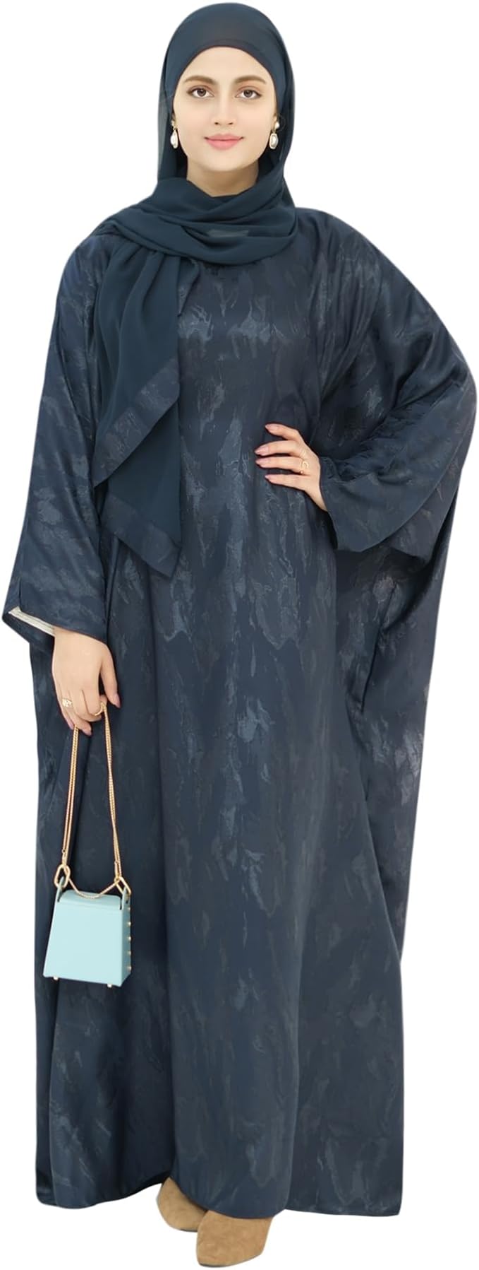 khalat Abaya Muslim Dress Women Satin Jacquard Prayer Dress