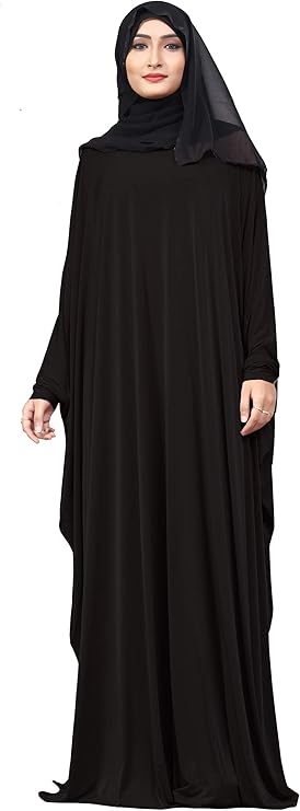 Black Color Plain Free Size Arabic Lycra Abaya