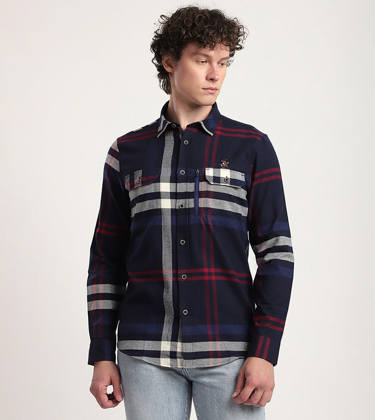 Beverly Hills Polo Club Plaid Long Sleeves Casual Shirt