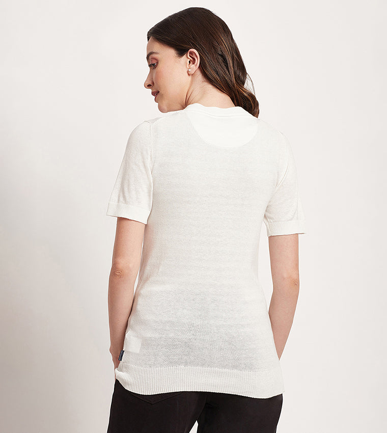 Beverly Hills Polo Club Solid Short Sleeves Knitted Top