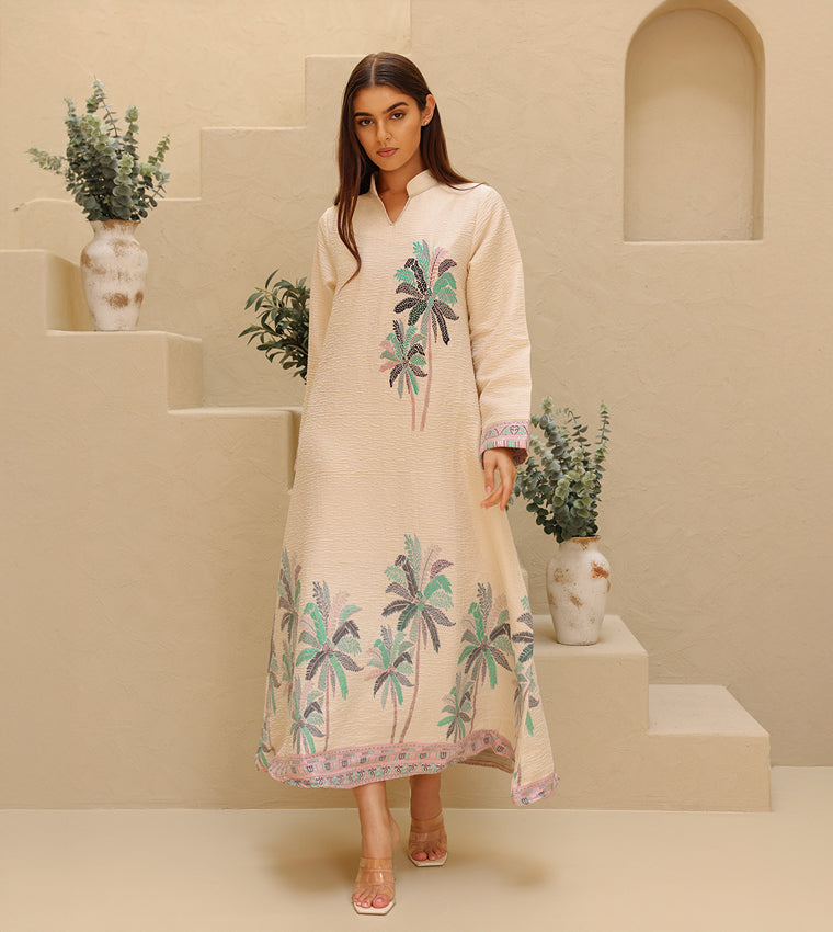 IKKXA Patterned High Neck Jalabiya