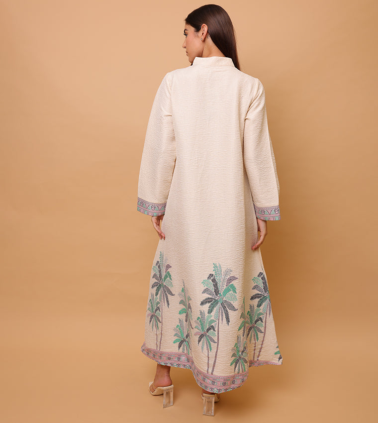 IKKXA Patterned High Neck Jalabiya