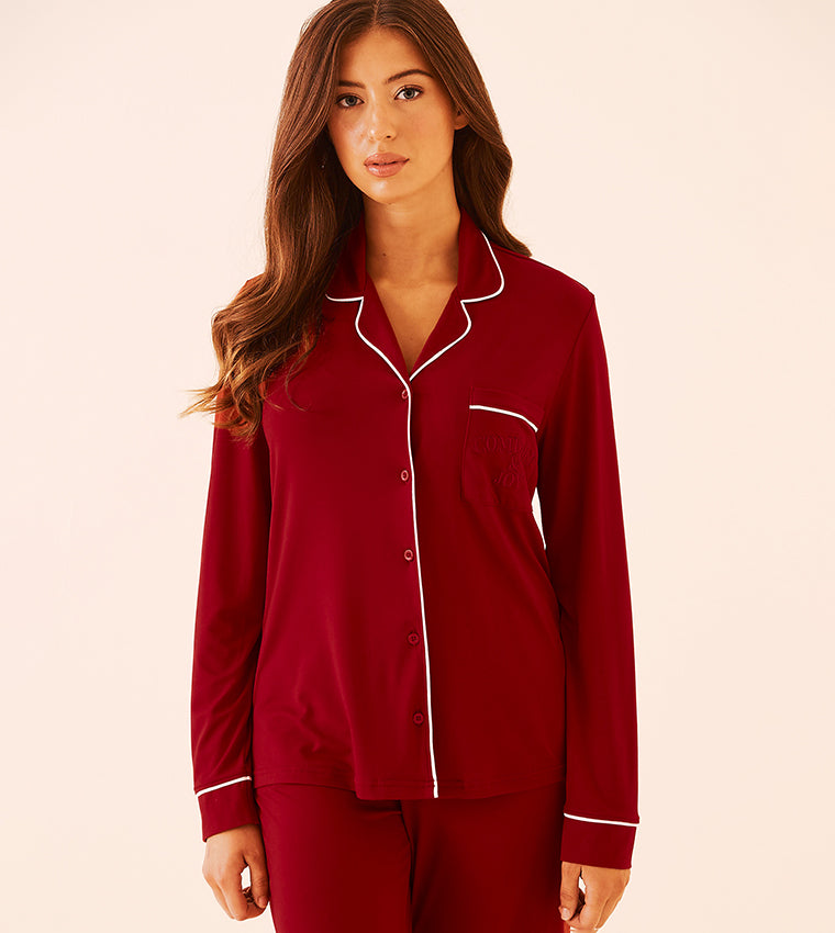 La Vie en Rose Comfort & Joy Print Super Soft Button-Down Sleep Shirt