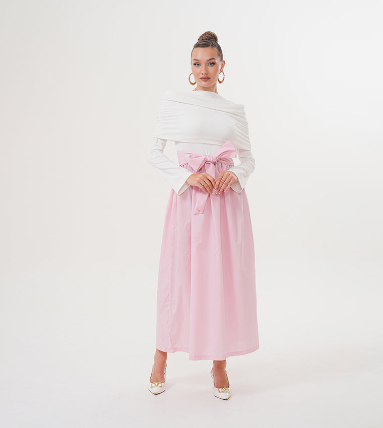 Marvella By Rasha Blush Belle Color Block Maxi Dress