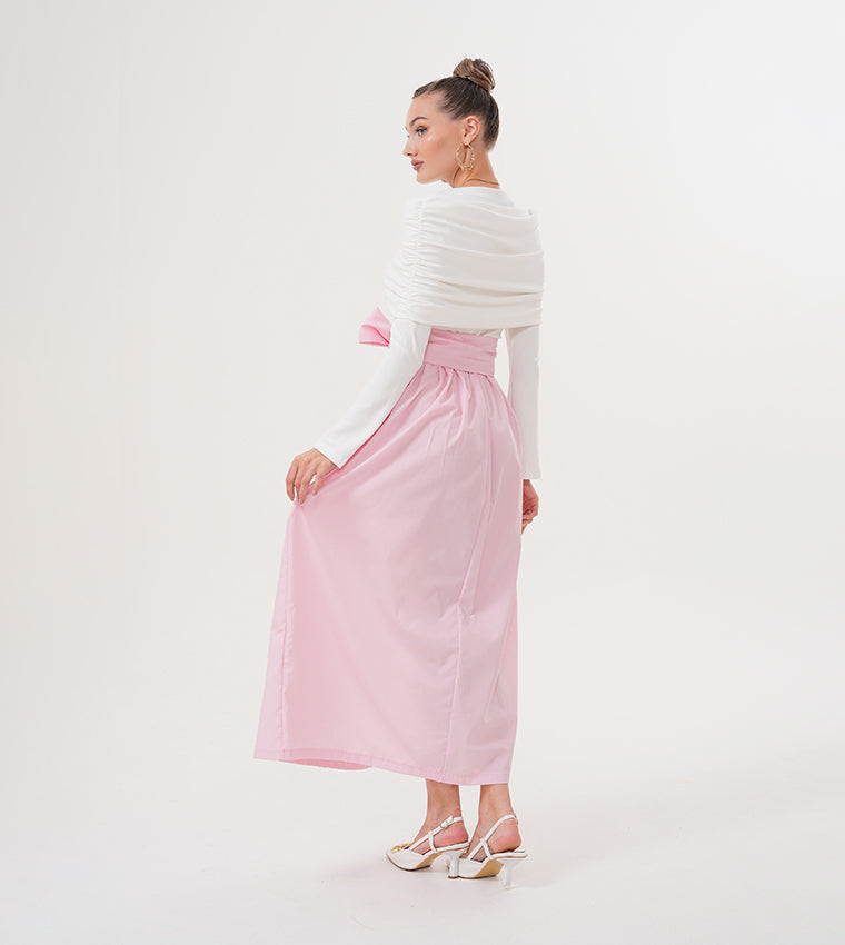 Marvella By Rasha Blush Belle Color Block Maxi Dress