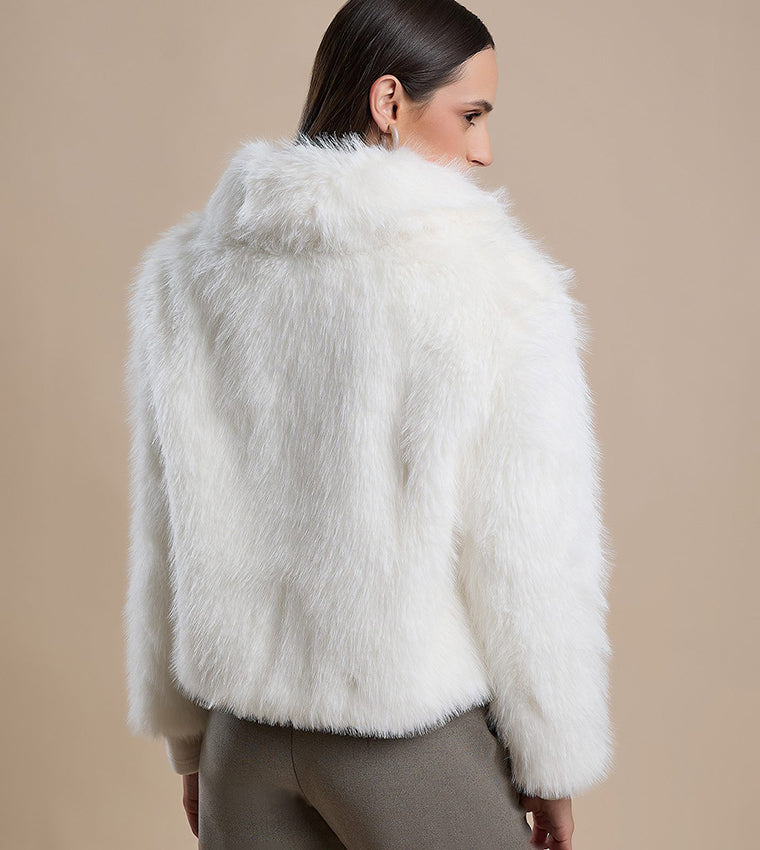 R&B Furry Jacket with Zipper Closure