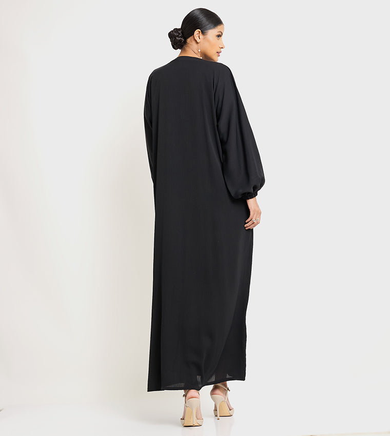 Roza Abaya Textured Long Sleeves Flared Abaya
