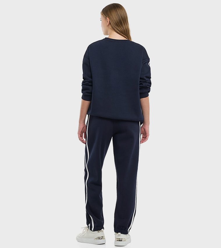 Victor and Jane Embroidered Crew Neck Sweatsuit Set