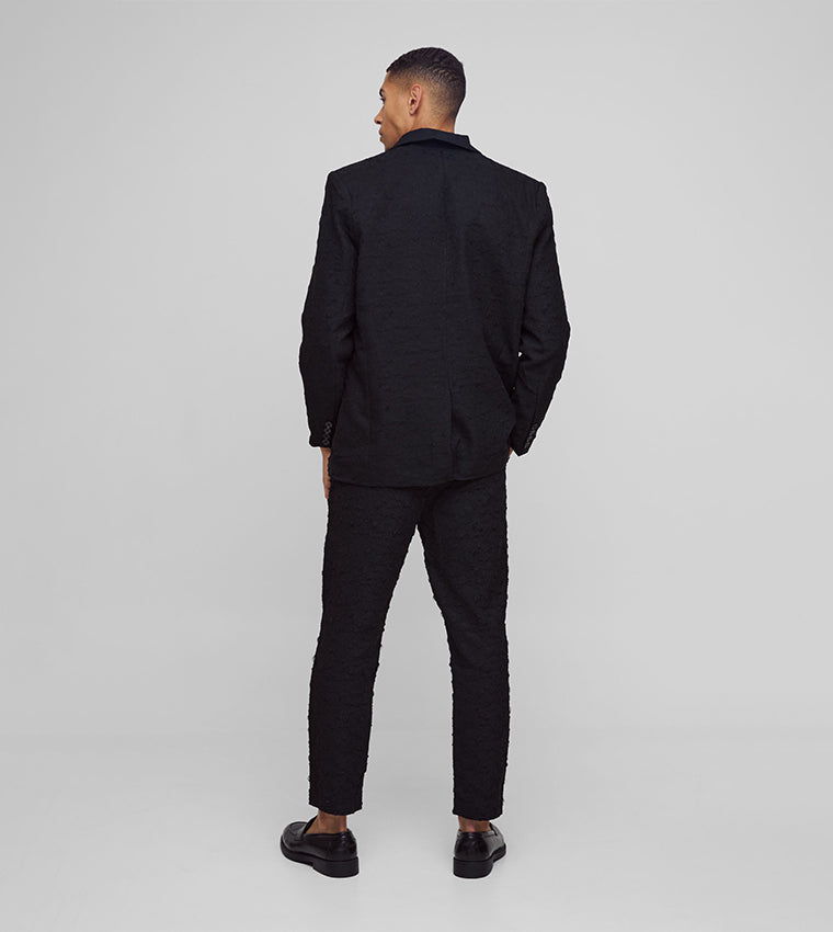 boohooMAN Textured Tapered Fit Formal Trousers